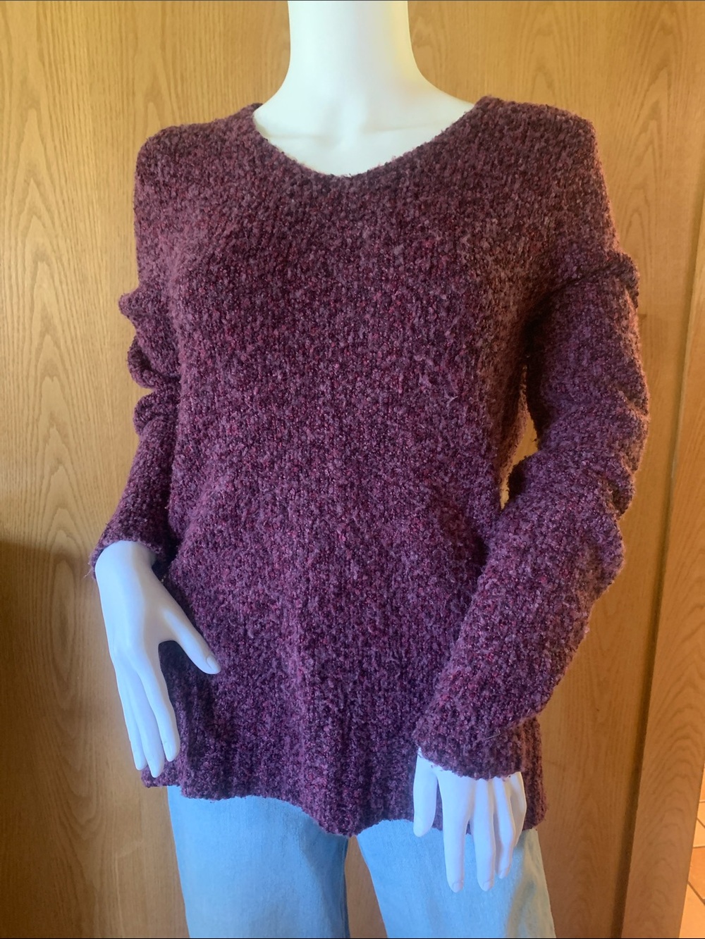 croft & barrow Plum Bouclé Scoop Neck Sweater